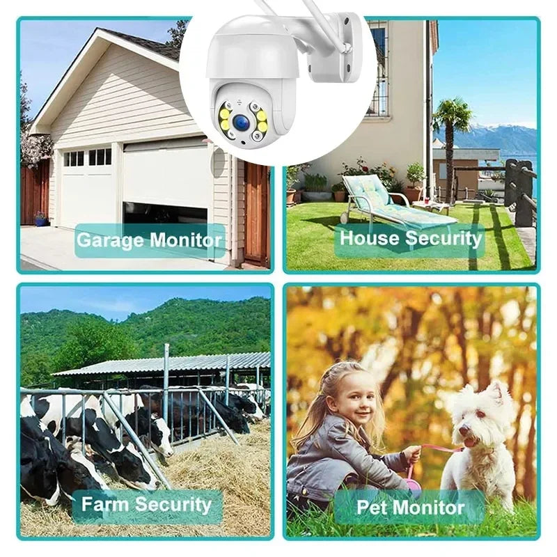 Caméra De Surveillance PTZ WiFi 4K Extérieure Avec Vision Nocturne Couleur