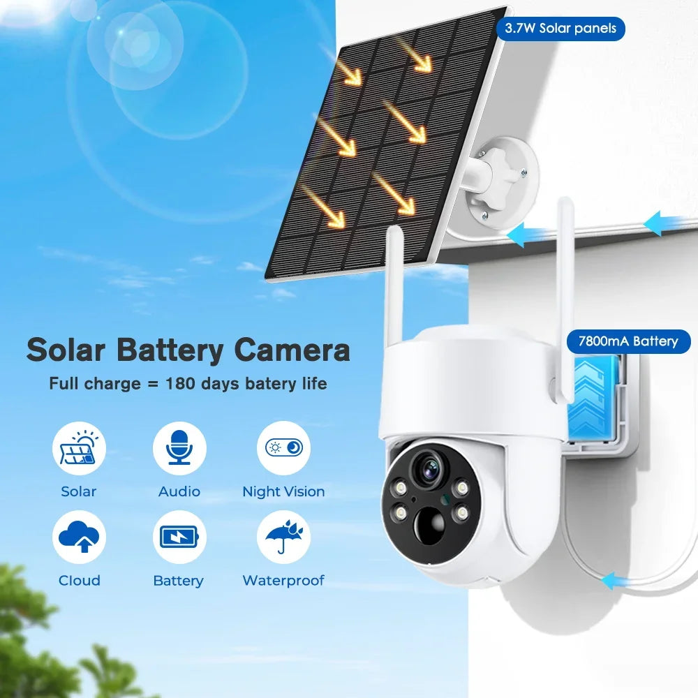 Caméra De Surveillance WiFi PTZ Solaire 4 MP